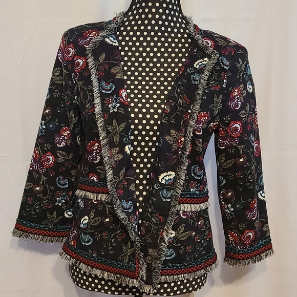 Loft Floral Fringe Colorful Jacket - Picture 12 of 12